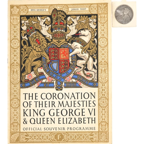 2281 - The Coronation of King George VI and Queen Elizabeth souvenir programme and a commemorative medallio... 