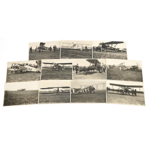 2255 - Eleven military and aviation interest photographic postcards of aeroplanes relating to planes flying... 