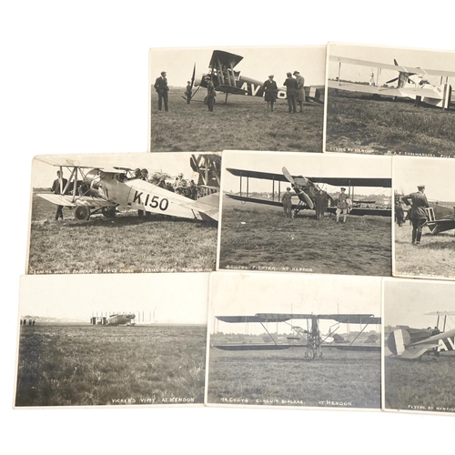 2255 - Eleven military and aviation interest photographic postcards of aeroplanes relating to planes flying... 