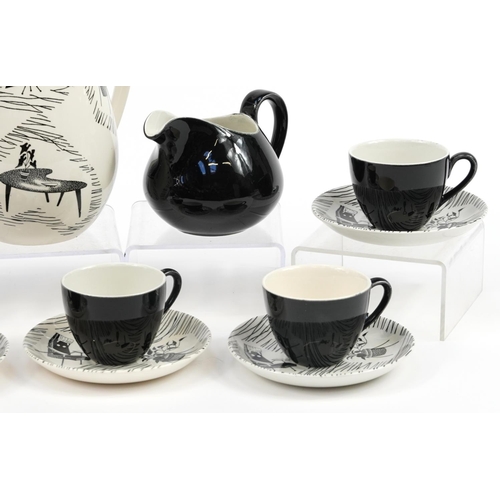 4 - Ridgeways Homemaker six place coffee set comprising coffee pot, milk jug, sugar bowl and six cups wi... 