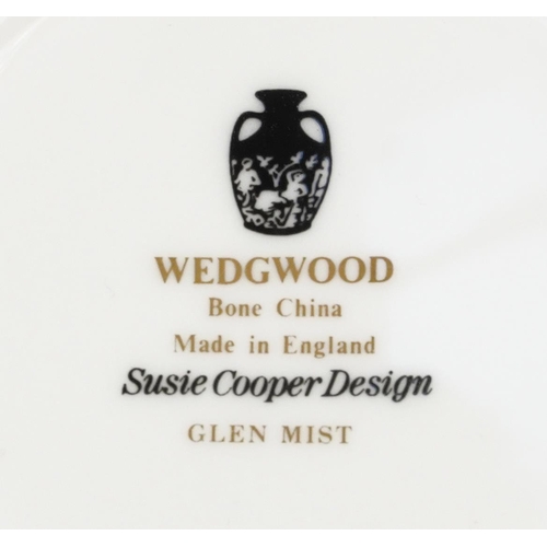 494 - Susie Cooper for Wedgwood, six place Glen Mist coffee service, the coffee pot 20.5cm high