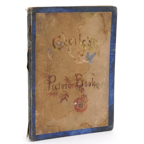 2273 - Victorian hand painted picture book titled Cecile's Picture Book housing various hand painted nurser... 