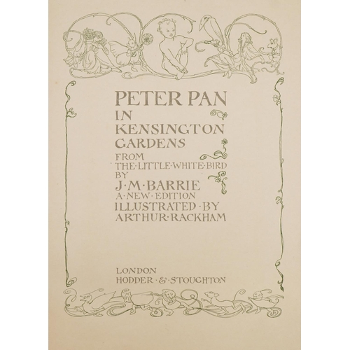 2286 - Peter Pan in Kensington Gardens, hardback book with coloured plates by J M Barrie, illustrated by Ar... 