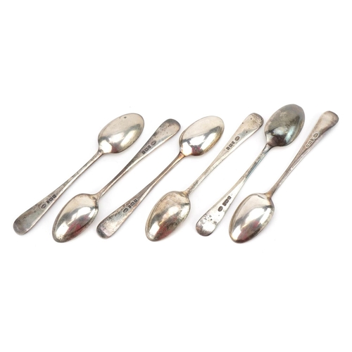 481 - Set of six Edwardian silver teaspoons with shell design terminals, Sheffield 1903, 11cm in length, 6... 