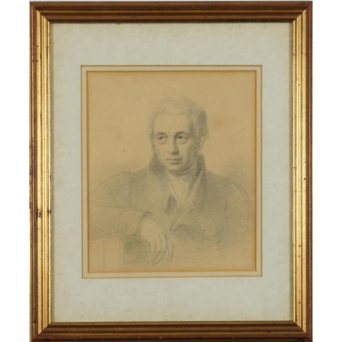 162 - Head and shoulders portrait of a gentleman wearing a jacket, late 18th/early 19th century pencil, mo... 