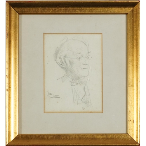 118 - Henry Mayo Bateman - Portrait of a gentleman wearing a bow tie, possibly a self portrait, caricature... 