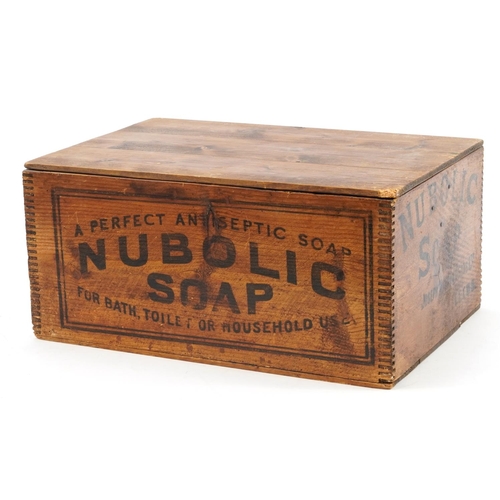 458 - Nubolic Soap, Victorian pine advertising crate, 22.5cm H x 48cm W x 33cm D