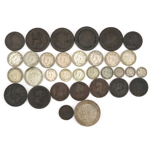 2399 - 18th century and later British coinage including pennies, 1935 Rocking Horse crown and pre 1947 coin... 