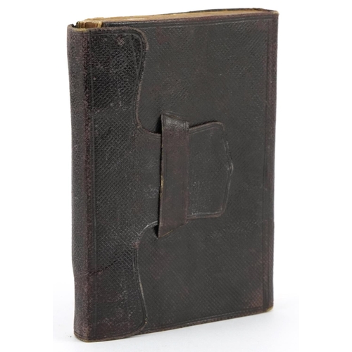 2292 - Victorian leather bound Punch's Pocket Book for 1858 with coloured pull-out, 12cm high