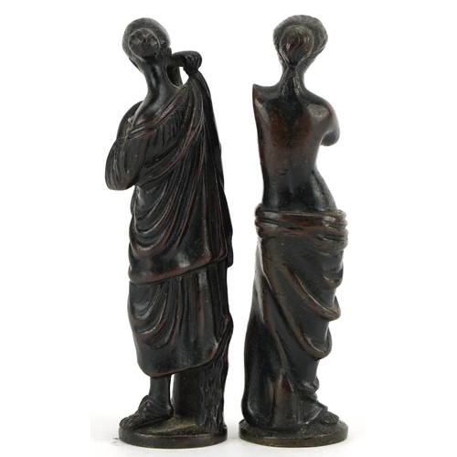 536 - Two Grand Tour style patinated bronze figures including Venus de Milo, 9.5cm high