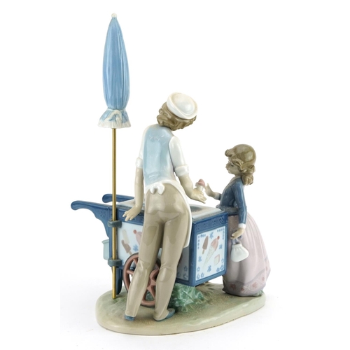 1195 - Lladro porcelain Ice Cream Vendor figure group, 5325, 31.5cm high