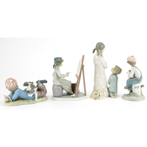 1199 - Four Lladro porcelain figure groups comprising numbers 4779, 5401, 5451 and 5363, the largest 21.5cm... 