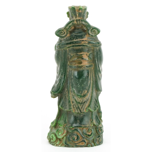 534 - Chinese jade style figure of an elder holding a sceptre, 20cm high