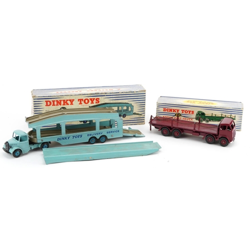 2025 - Two vintage Dinky Toys diecast vehicles with boxes comprising Foden Flat Truck 905 and Pullmore Car ... 