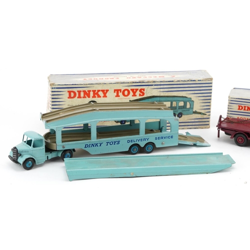 2025 - Two vintage Dinky Toys diecast vehicles with boxes comprising Foden Flat Truck 905 and Pullmore Car ... 