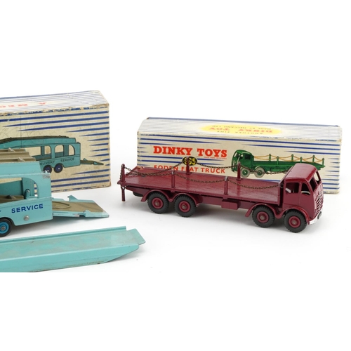 2025 - Two vintage Dinky Toys diecast vehicles with boxes comprising Foden Flat Truck 905 and Pullmore Car ... 