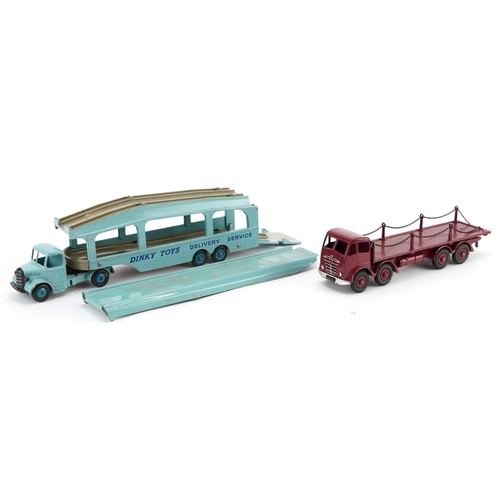 2025 - Two vintage Dinky Toys diecast vehicles with boxes comprising Foden Flat Truck 905 and Pullmore Car ... 