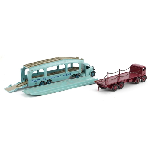 2025 - Two vintage Dinky Toys diecast vehicles with boxes comprising Foden Flat Truck 905 and Pullmore Car ... 