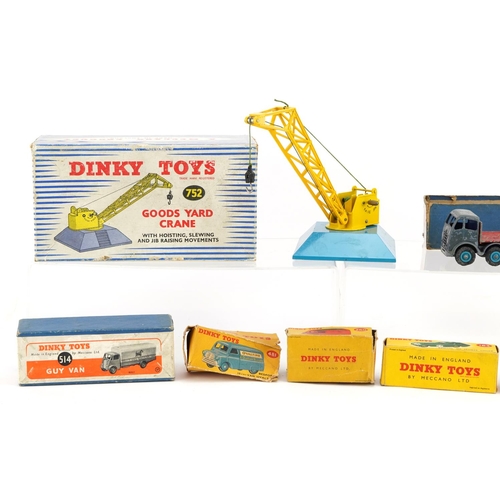 2033 - Vintage Dinky Toys diecast truck, machine and boxes comprising Foden Flat Truck 503 with lid, Goods ... 