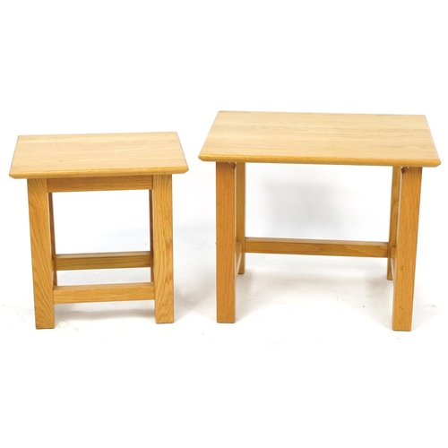 1031 - Nest of two contemporary light oak occasional tables, the largest 43cm H x 53cm W x 43cm D