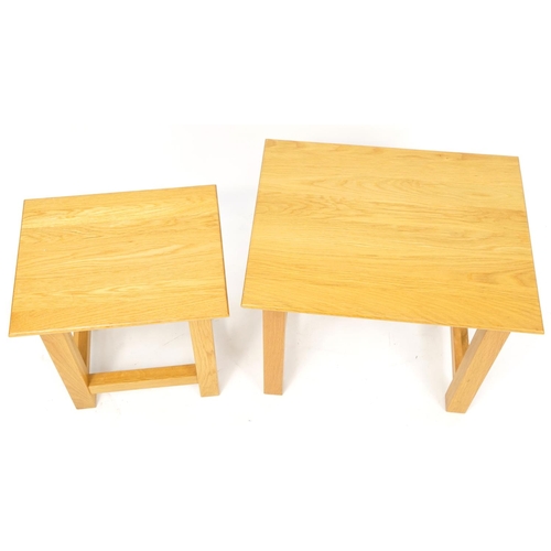 1031 - Nest of two contemporary light oak occasional tables, the largest 43cm H x 53cm W x 43cm D