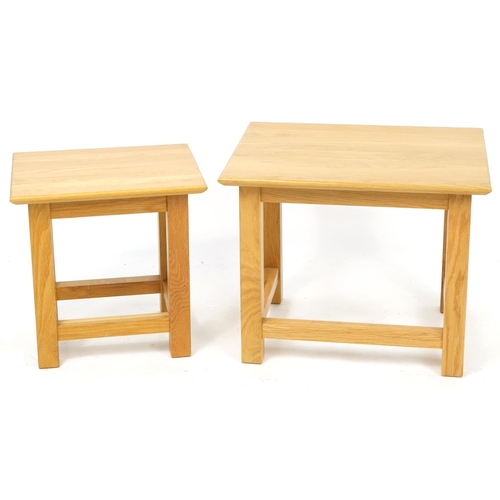 1031 - Nest of two contemporary light oak occasional tables, the largest 43cm H x 53cm W x 43cm D