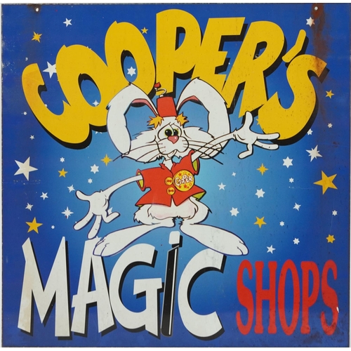 423 - Vintage Cooper's Magic Shops double sided advertising sign, 76cm x 76cm