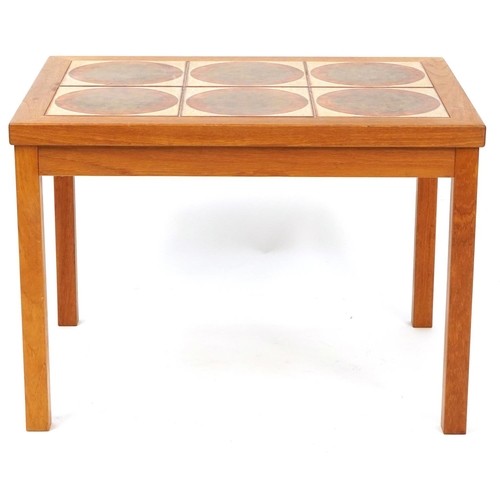 1086 - Mid century teak tile top occasional table, 49cm H x 69.5cm W x 49.5cm D