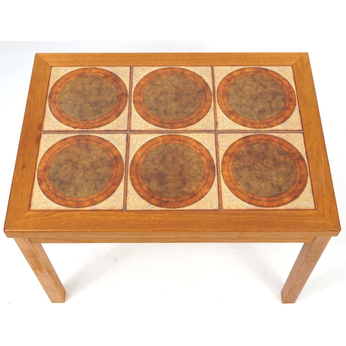 1086 - Mid century teak tile top occasional table, 49cm H x 69.5cm W x 49.5cm D