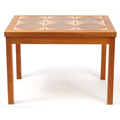 1086 - Mid century teak tile top occasional table, 49cm H x 69.5cm W x 49.5cm D