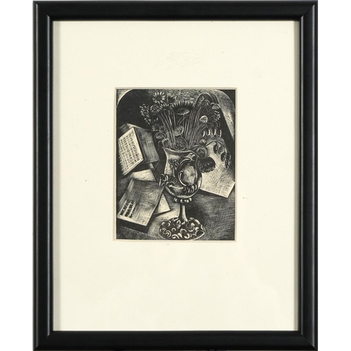 447 - Paul Nash - The Bouquet, wood engraving The Woodcut: An Annual II, Flueron Curwen Press 1928, mounte... 