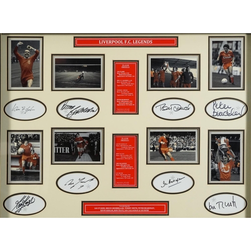 2260 - Liverpool Legends signed football interest display including Tommy Smith, Ian Callaghan, Ian Rush an... 