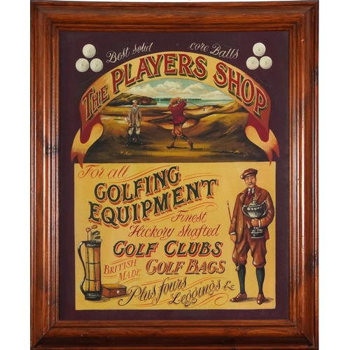 1585 - The Player's Shop, golfing interest print in colour, framed and glazed, 60cm x 49.5cm excluding the ... 