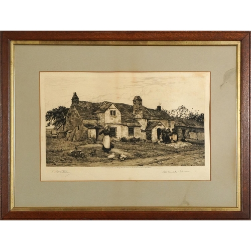 1240 - Ernest Albert Waterlow - Figures before a cottage, 19th century pencil signed print, published 1st J... 