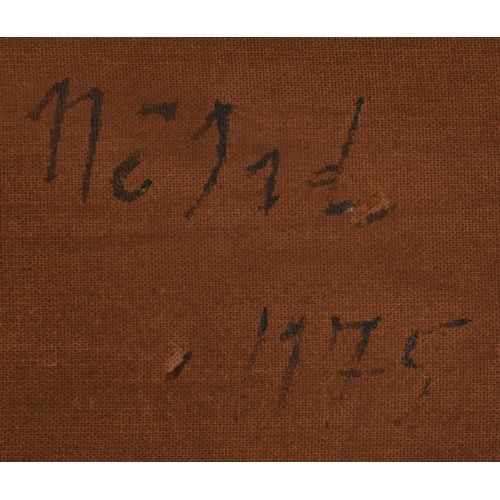 91 - Nejad Devrim '74 - Abstract composition, oil on board, inscribed verso, unframed, 76cm x 63cm
PROVEN... 