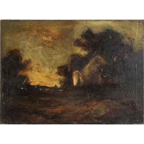 1593 - Rural landscape with shepherd and sheep, 18th/19th century oil on canvas, indistinctly signed, unfra... 