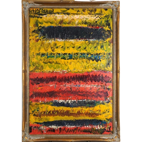 1595 - Manner of Hans Hofmann - Abstract composition, American school oil on canvas, inscribed New York ver... 