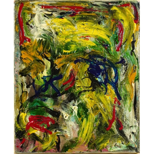 1260 - Abstract composition, Dutch oil on canvas, framed, 30.5cm x 25cm excluding the mount and frame