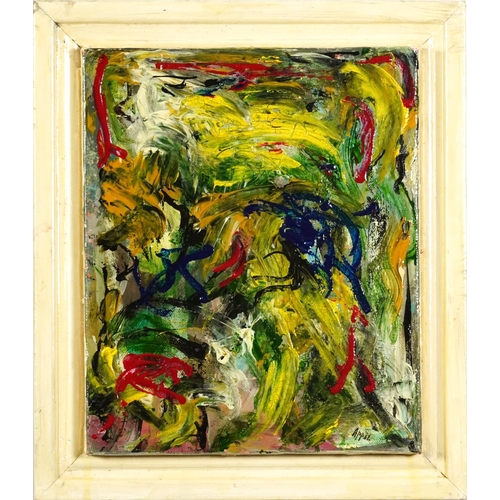 1260 - Abstract composition, Dutch oil on canvas, framed, 30.5cm x 25cm excluding the mount and frame