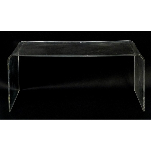 1010 - Mid century design Perspex coffee table, 40cm H x 90.5cm W x 45.5cm D