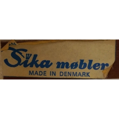 1016 - Sika Mobler, mid century Danish and canvas magazine rack, 38cm H x 46cm W x 25cm D