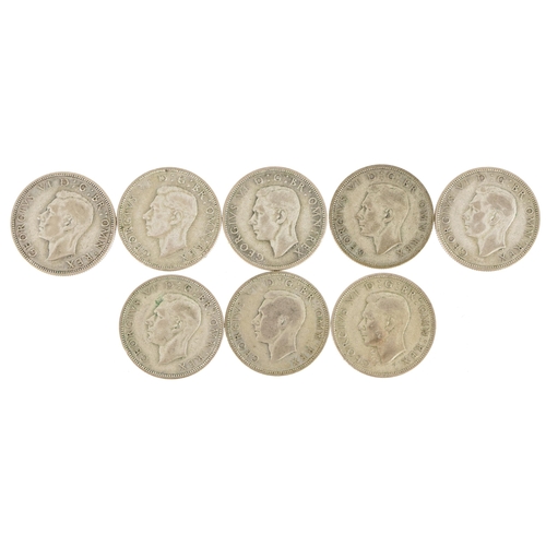 2443 - Eight George VI two shillings, 1938 - 1945, 89.3g