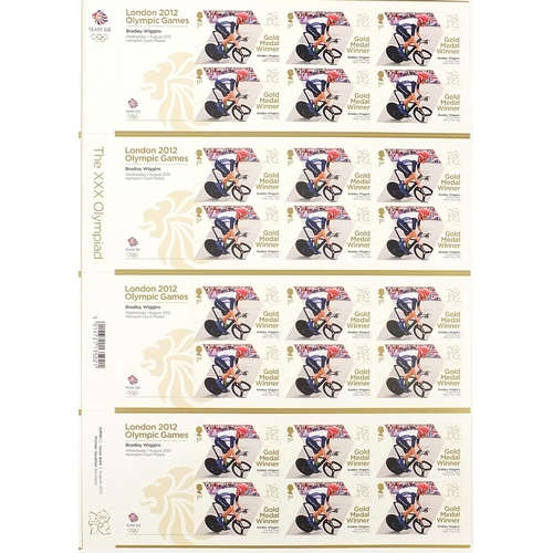 2546 - Three sheets of twenty four Royal Mail first class London 2012 Olympic games stamps
