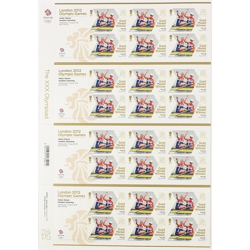 2545 - Two sheets of twenty four Royal Mail first class London 2012 Olympic games stamps