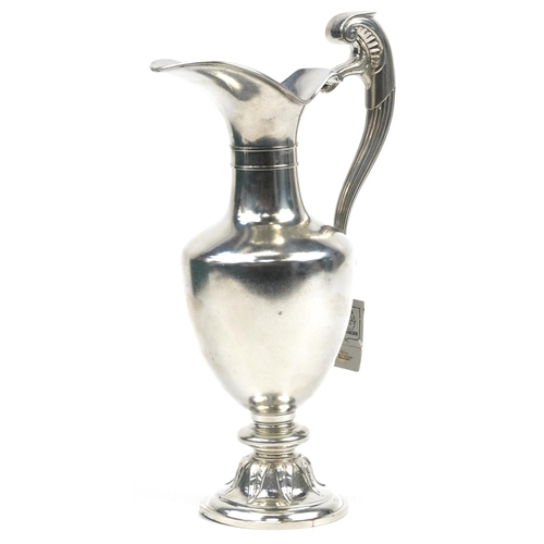 1245 - French silver plated classical pitcher with box, 36cm high