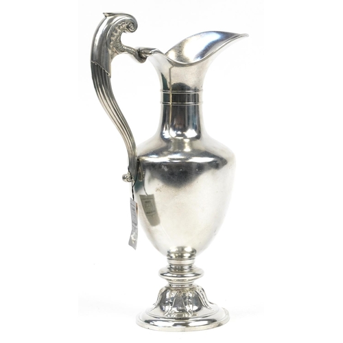 1245 - French silver plated classical pitcher with box, 36cm high