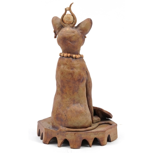 541 - Studio pottery model of an Egyptian New Kingdom period cat, 35cm high