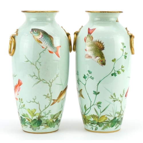 8 - Royal Worcester, pair of Victorian aesthetic porcelain vases in the manner of Christopher Dresser, e... 
