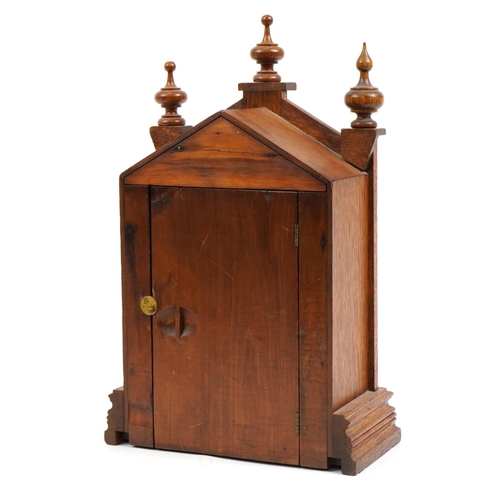 533 - Ansonia Clock Co oak cased mantle clock striking on a gong, 41cm high