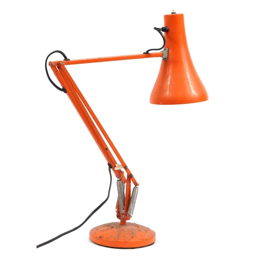 1221 - Vintage orange enamelled Anglepoise lamp, 83cm high when fully extended